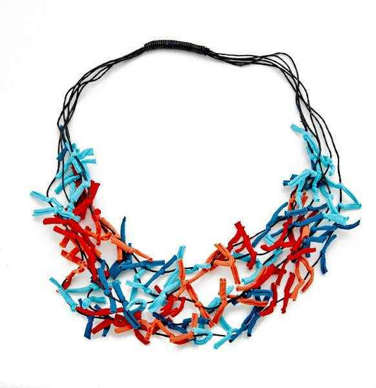 Multi Colour Fabric Tie Necklace