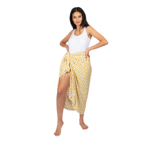 Geometric Print Sarong - Yellow