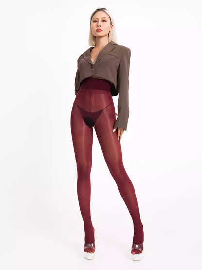 20D Crotchless High Waist Pantyhose Nylon Tights