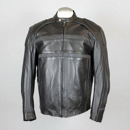 Open Road Men's Reflective Piping Leather Motorcycle Jacket