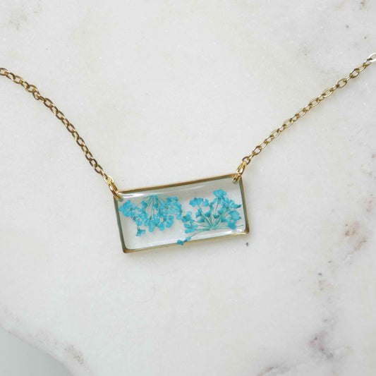Collier Estelle bleu - rectangle( moyen)