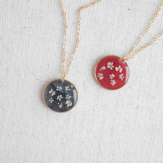 Collier céleste - fleurs de carottes - rond 16mm