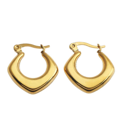 MARIYA: Squared Rounded Hoop Earrings Gold