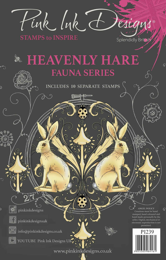 Pink Ink Designs Heavenly Hare 6 in x 8 in Clear Stamp Set