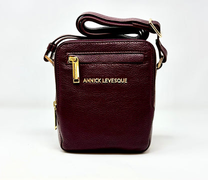 Petit sac en cuir aubergine —Nadine
