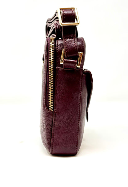 Petit sac en cuir aubergine —Nadine