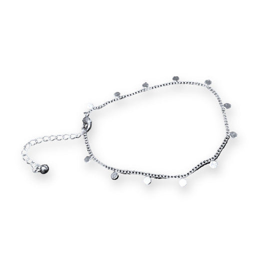 Delicate Disc & Chain Bracelet In Silver Plate