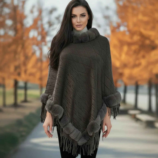 Poncho fausse fourrure