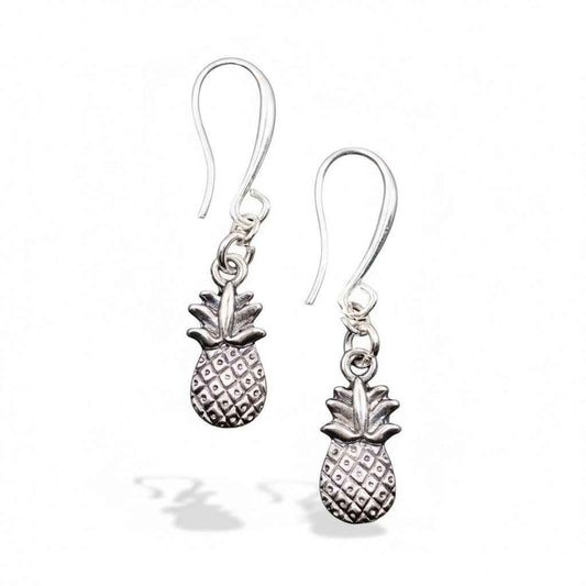 Pineapple Charm Earrings in Silver Plate