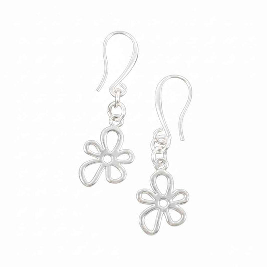 Flower Charm Earrings in Silver Plate