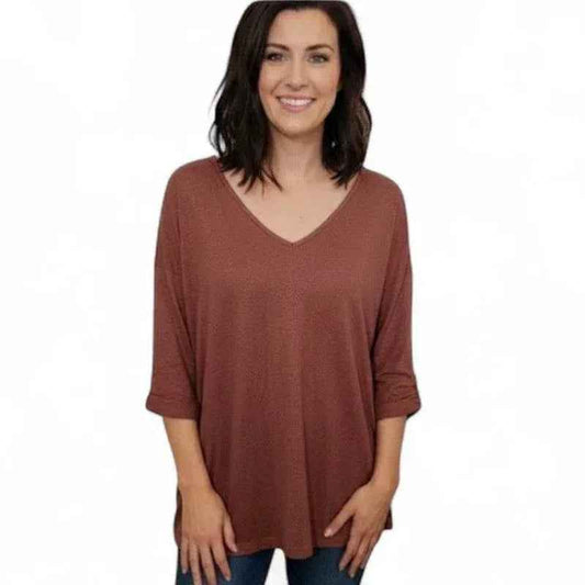 Pull léger col V femme