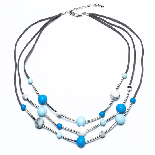 Triple Strand Resin Ball Necklace