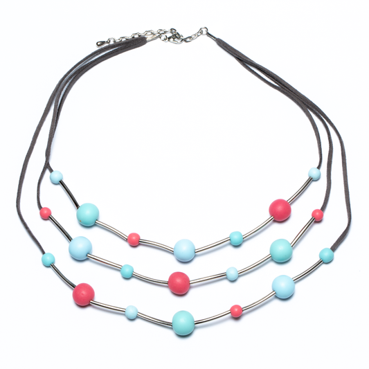 Triple Strand Resin Ball Necklace