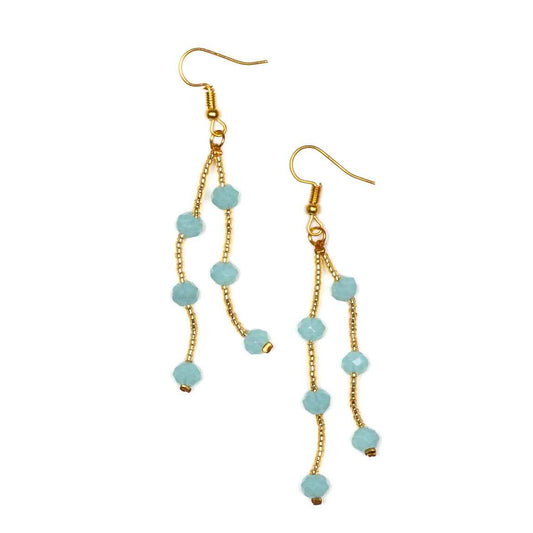 Double Drop Earrings With Crystal Beads