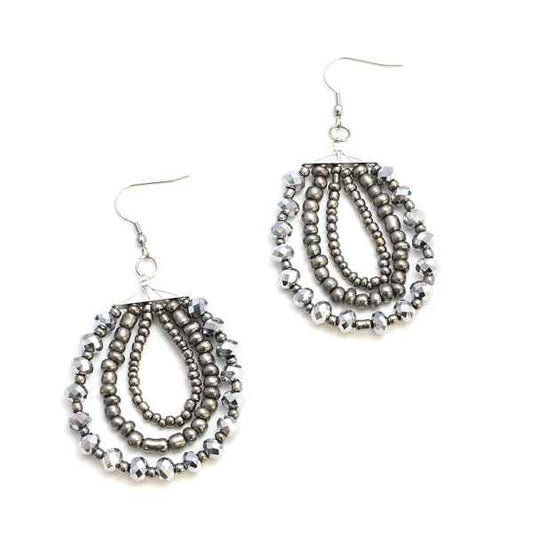 Triple Strand Crystal Bead Earring