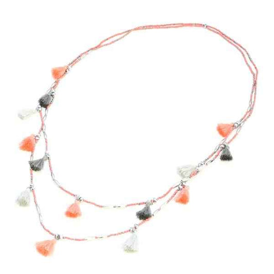 Long Double Strand Tassel Necklace
