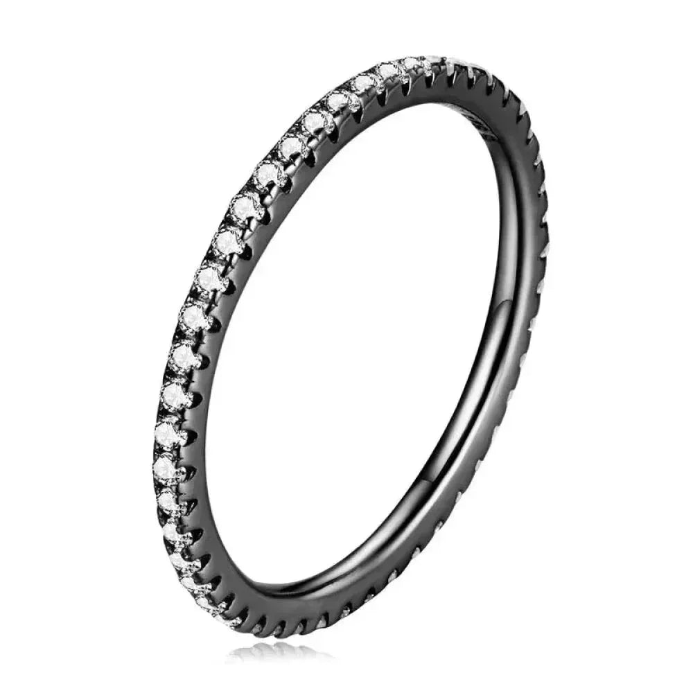 925 Sterling Silver Cz Simulated Diamond Stackable Ring Platinum Plated Eternity Bands For Women