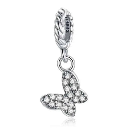 925 Sterling Silver Clear 5A Crystal Collection Family Heart X-Shape Charm Beads for Charm Bracelet & Necklace Pendant