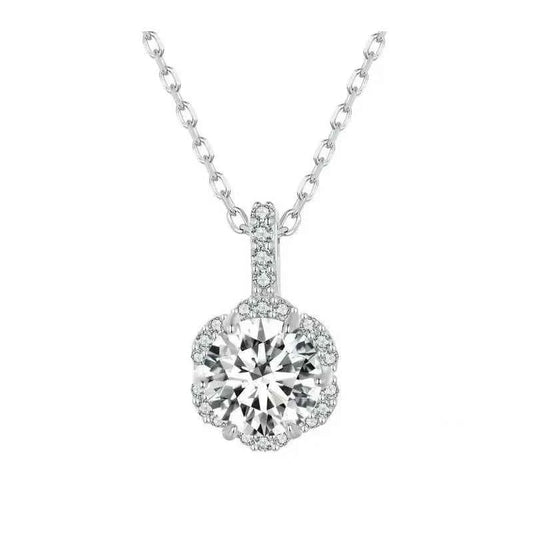 Petal Perfection 1ct Moissanite Sterling Silver Pendant Necklace