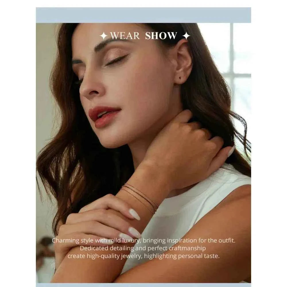 Sterling Silver Triple Layer Bracelet – White Gold Plated