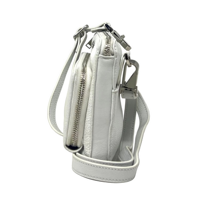 Petit Sac à Main Portefeuille en Cuir Véritable Blanc, Carmen