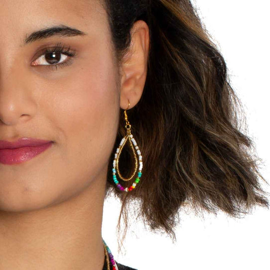 Double Strand Multi Colour Bead Earring