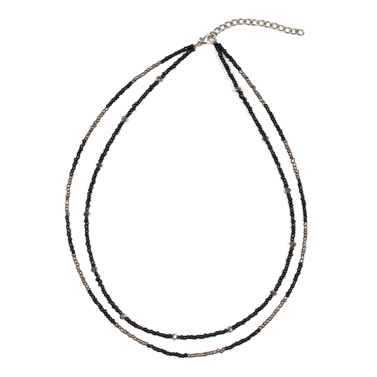 Double Strand Necklace with Crystal Bead