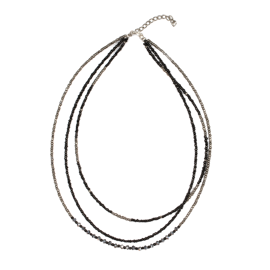 Triple Strand Necklace with Crystal Bead