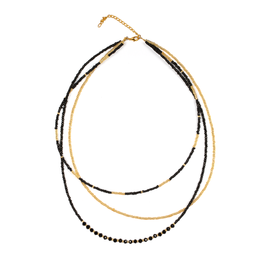 Triple Strand Necklace with Crystal Bead
