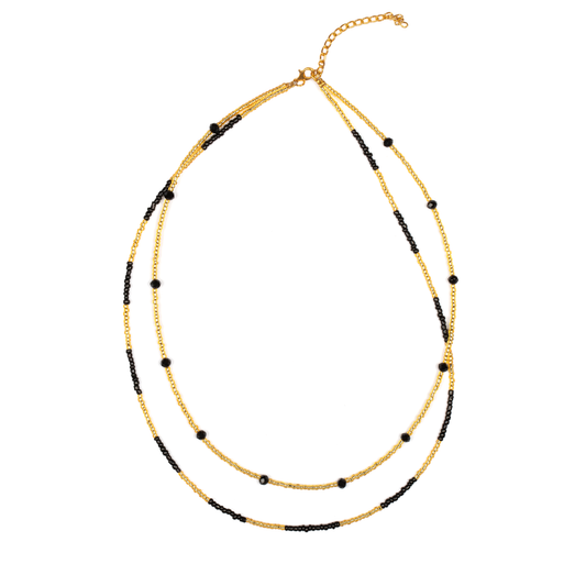 Double Strand Necklace with Crystal Bead