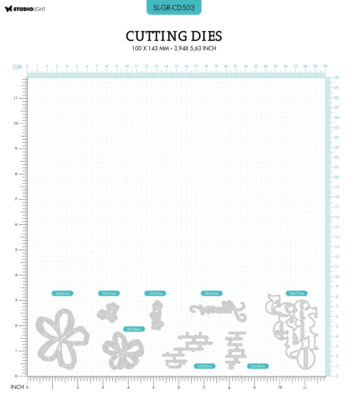SL Cutting Die Numbers & Flowers Grunge Collection 98x141x1mm 8 PC nr.503