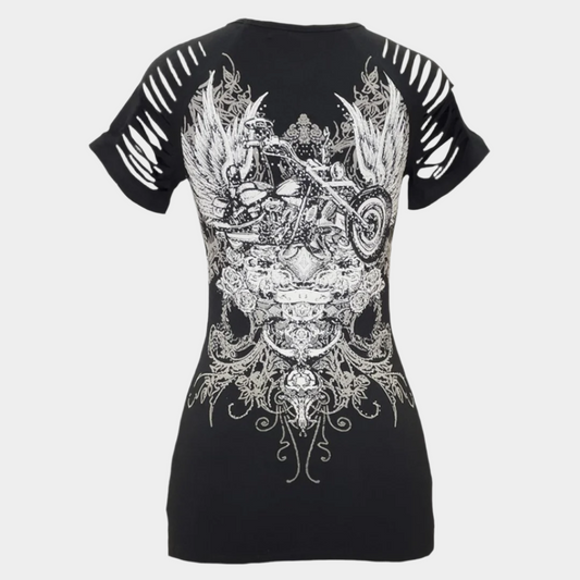 Women's Skull & Wings Tank Top with Rhinestones