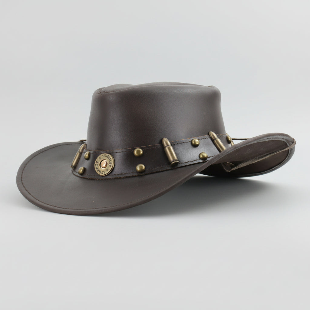 Shapeable Cowboy Hat with 12 Gauge Bullet Slice & Embellishments