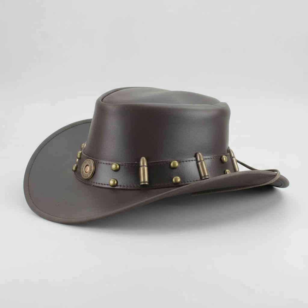 Shapeable Cowboy Hat with 12 Gauge Bullet Slice & Embellishments