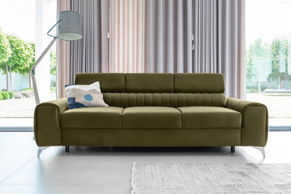Laurence 3-Sitzer Schlafsofa Samt – Olivgrün