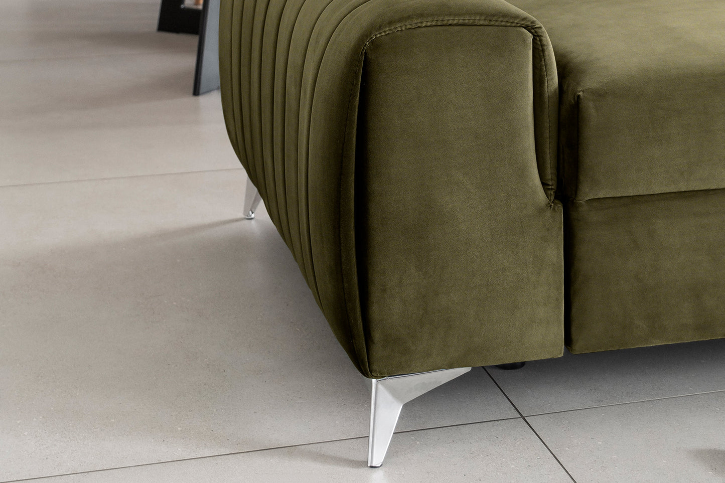 Laurence 3-Sitzer Schlafsofa Samt – Olivgrün