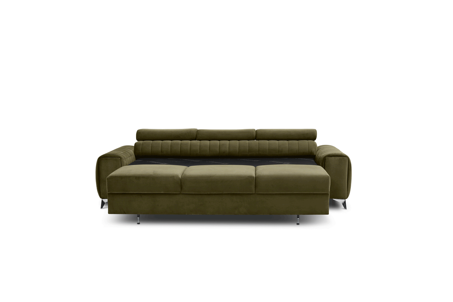 Laurence 3-Sitzer Schlafsofa Samt – Olivgrün