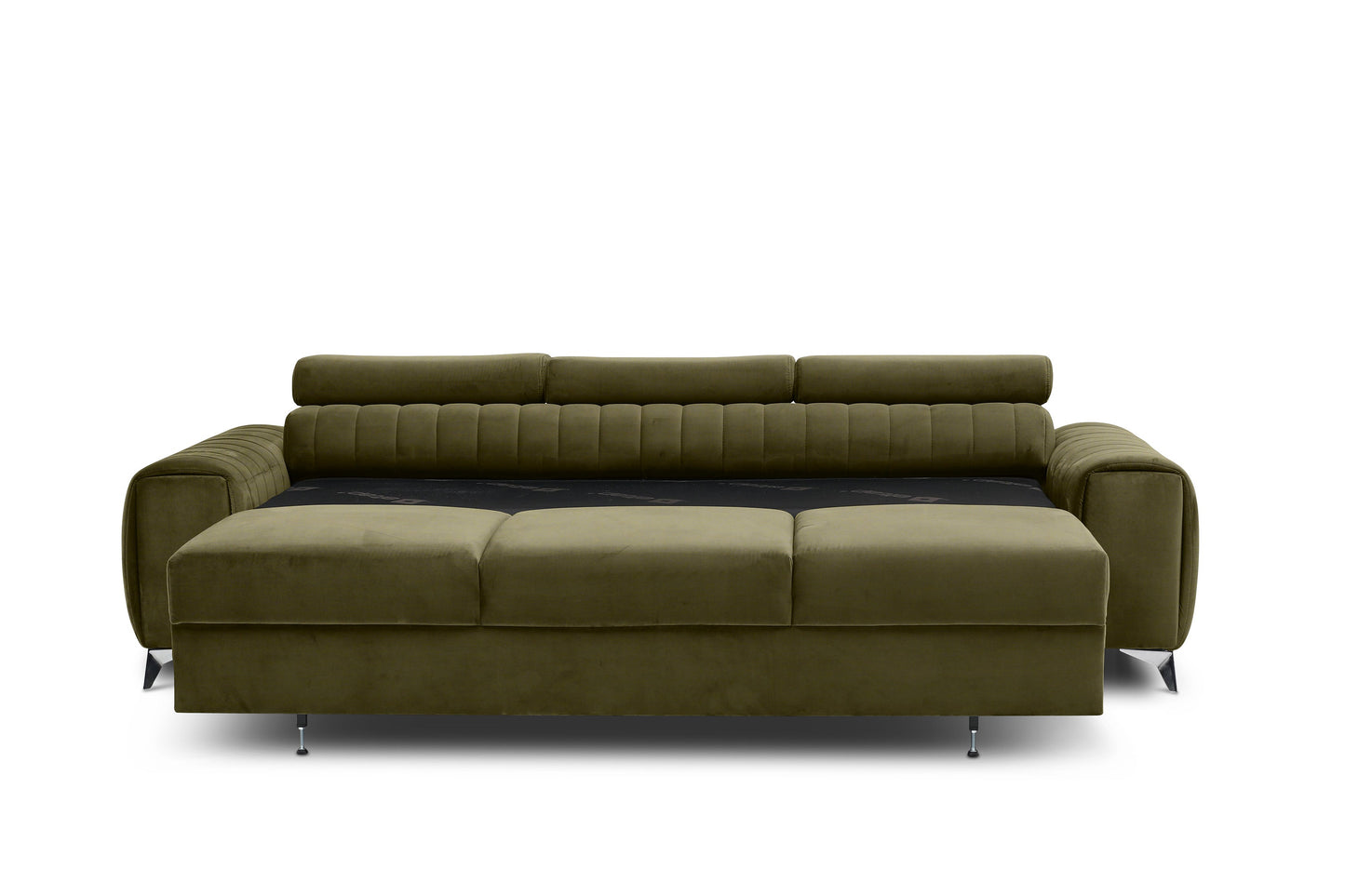 Laurence 3-Sitzer Schlafsofa Samt – Olivgrün