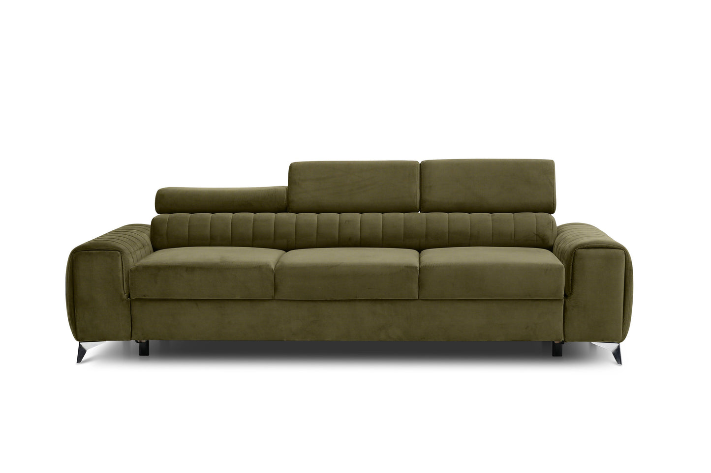 Laurence 3-Sitzer Schlafsofa Samt – Olivgrün