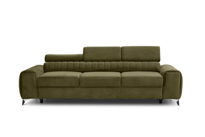 Laurence 3-Sitzer Schlafsofa Samt – Olivgrün