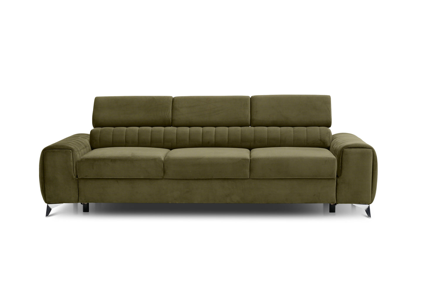 Laurence 3-Sitzer Schlafsofa Samt – Olivgrün