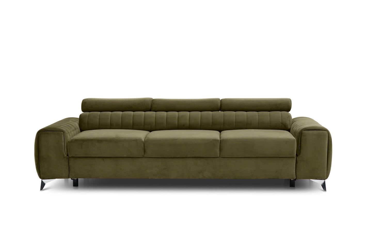 Laurence 3-Sitzer Schlafsofa Samt – Olivgrün