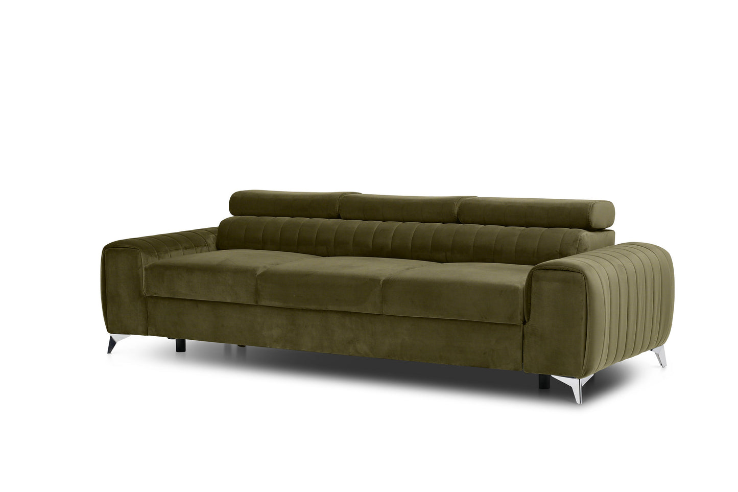 Laurence 3-Sitzer Schlafsofa Samt – Olivgrün