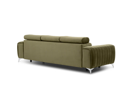 Laurence 3-Sitzer Schlafsofa Samt – Olivgrün