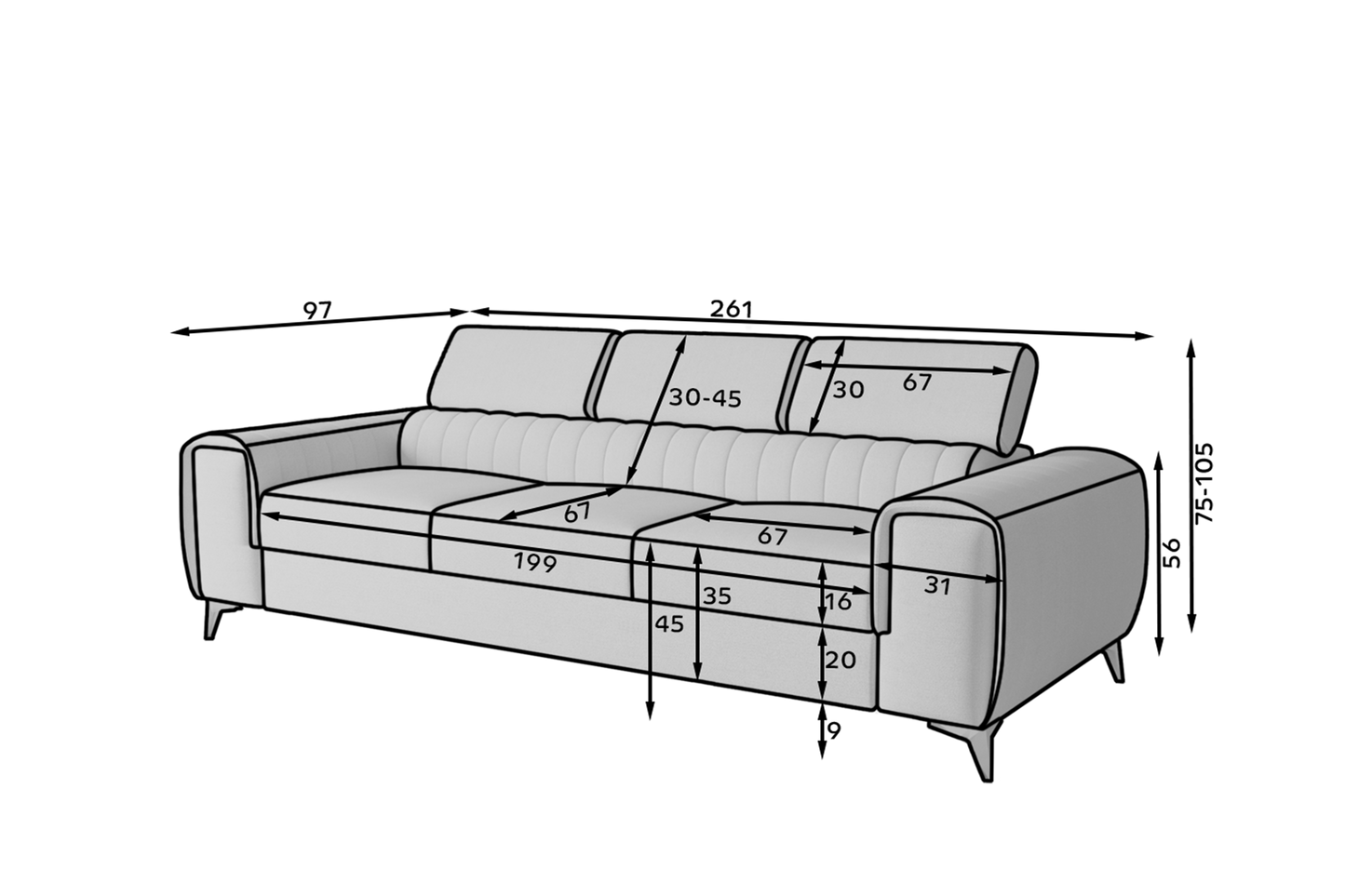 Laurence 3-Sitzer Schlafsofa Samt – Olivgrün