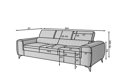 Laurence 3-Sitzer Schlafsofa Samt – Olivgrün