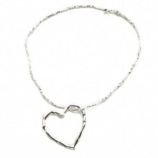 Open Heart Necklace In Silver Plate