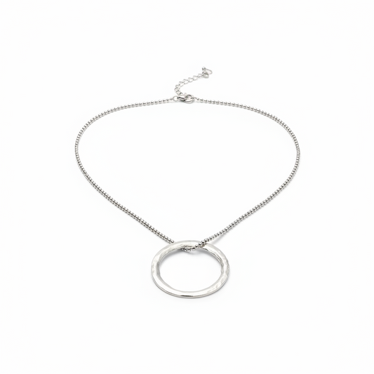 Open Ring Necklace In Silver Plate