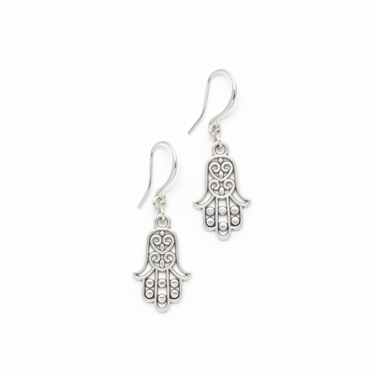 Hasma Charm Earrings in Silver Plate