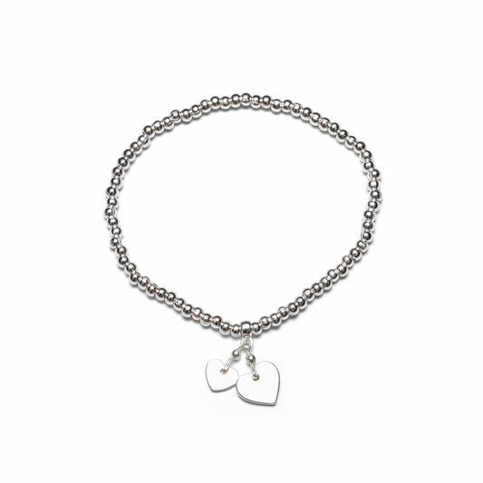 Heart Charm Bracelet In Silver Plate